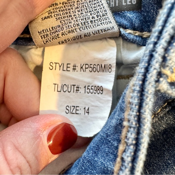 KUT From the Kloth Stevie Straight Leg Jeans Distressed Blue Denim Stretch 14 - Picture 9 of 9